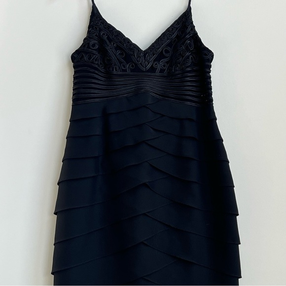 New Vintage Cache Y2K Asymmetric Ruffle Chiffon Ruched Illusion Dress 12 Ribbon - Picture 7 of 16